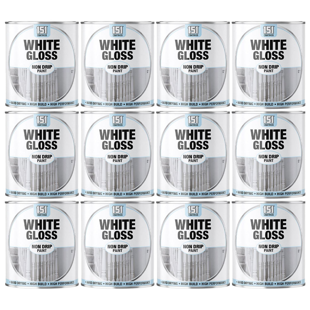 12X White Gloss Non-Drip Paint 300ml Tin Paint