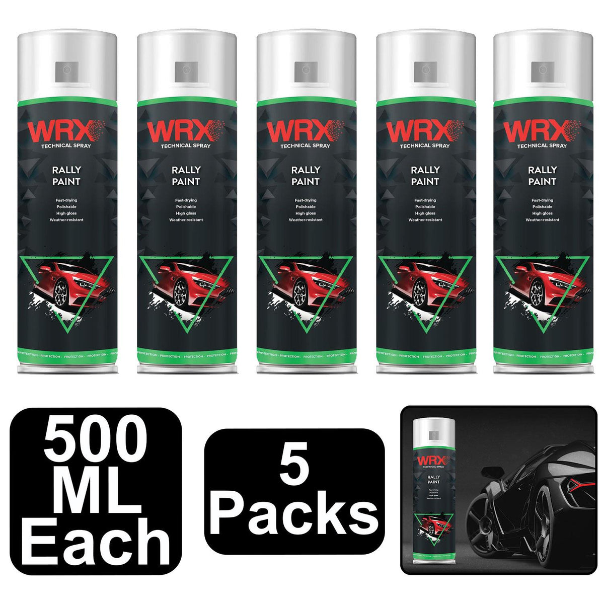 5X WRX High Gloss White Rally Paint 500ml Technical Spray