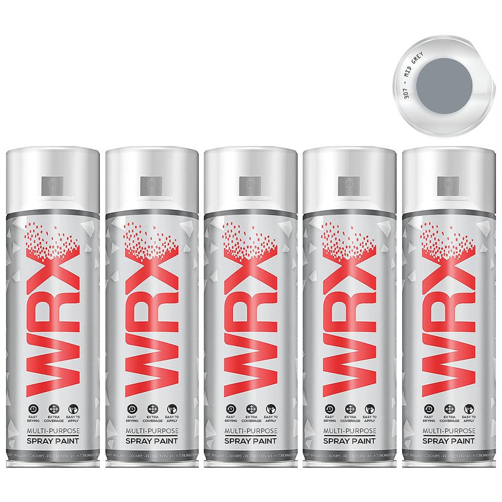 5X WRX Mid Grey Spray Paint Acrylic 400ml Spray Paint